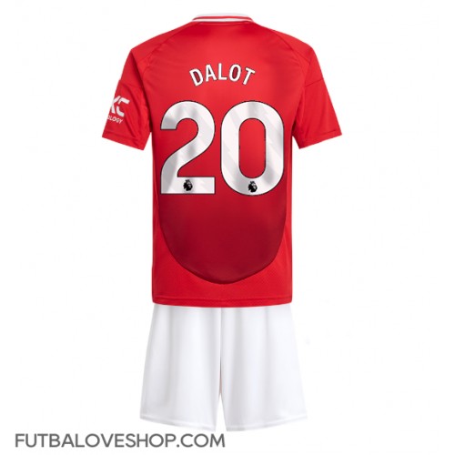 Dres Manchester United Diogo Dalot #20 Domáci pre deti 2024-25 Krátky Rukáv (+ trenírky)